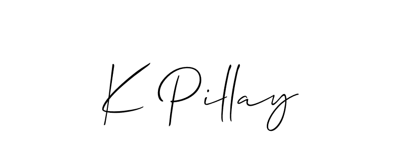 How to make K Pillay name signature. Use Allison_Script style for creating short signs online. This is the latest handwritten sign. K Pillay signature style 2 images and pictures png