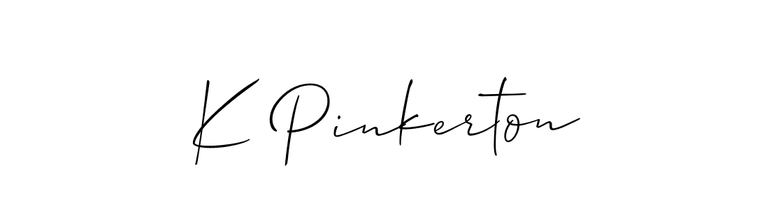 Also You can easily find your signature by using the search form. We will create K Pinkerton name handwritten signature images for you free of cost using Allison_Script sign style. K Pinkerton signature style 2 images and pictures png