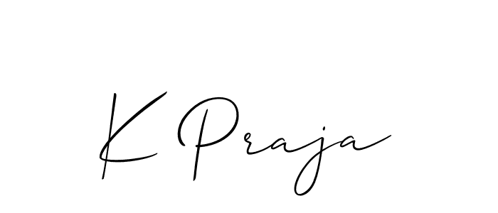 Also You can easily find your signature by using the search form. We will create K Praja name handwritten signature images for you free of cost using Allison_Script sign style. K Praja signature style 2 images and pictures png