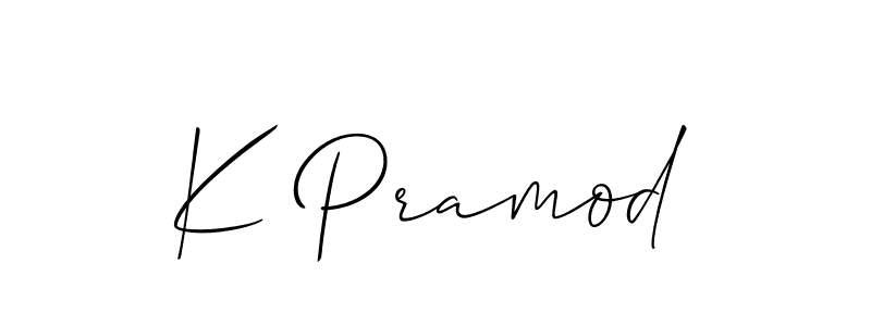 Make a beautiful signature design for name K Pramod. With this signature (Allison_Script) style, you can create a handwritten signature for free. K Pramod signature style 2 images and pictures png