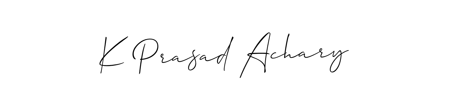 Allison_Script is a professional signature style that is perfect for those who want to add a touch of class to their signature. It is also a great choice for those who want to make their signature more unique. Get K Prasad Achary name to fancy signature for free. K Prasad Achary signature style 2 images and pictures png