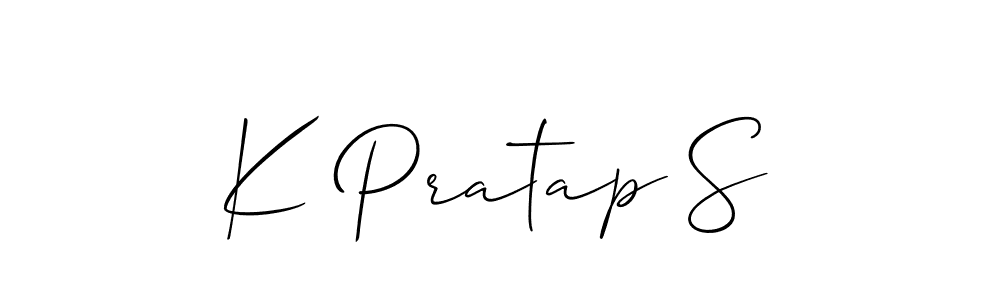 Use a signature maker to create a handwritten signature online. With this signature software, you can design (Allison_Script) your own signature for name K Pratap S. K Pratap S signature style 2 images and pictures png
