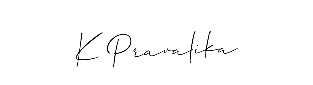 This is the best signature style for the K Pravalika name. Also you like these signature font (Allison_Script). Mix name signature. K Pravalika signature style 2 images and pictures png