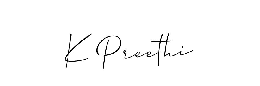 Design your own signature with our free online signature maker. With this signature software, you can create a handwritten (Allison_Script) signature for name K Preethi. K Preethi signature style 2 images and pictures png