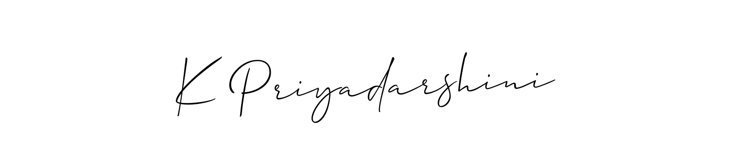 Also we have K Priyadarshini name is the best signature style. Create professional handwritten signature collection using Allison_Script autograph style. K Priyadarshini signature style 2 images and pictures png