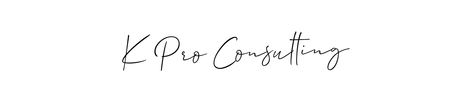 You should practise on your own different ways (Allison_Script) to write your name (K Pro Consulting) in signature. don't let someone else do it for you. K Pro Consulting signature style 2 images and pictures png