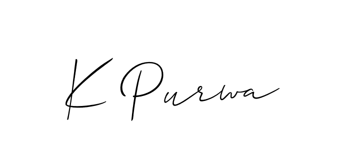 Make a short K Purwa signature style. Manage your documents anywhere anytime using Allison_Script. Create and add eSignatures, submit forms, share and send files easily. K Purwa signature style 2 images and pictures png