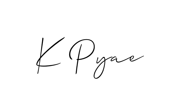 K Pyae stylish signature style. Best Handwritten Sign (Allison_Script) for my name. Handwritten Signature Collection Ideas for my name K Pyae. K Pyae signature style 2 images and pictures png