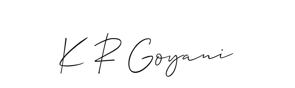 Once you've used our free online signature maker to create your best signature Allison_Script style, it's time to enjoy all of the benefits that K R Goyani name signing documents. K R Goyani signature style 2 images and pictures png