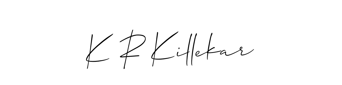 You should practise on your own different ways (Allison_Script) to write your name (K R Killekar) in signature. don't let someone else do it for you. K R Killekar signature style 2 images and pictures png