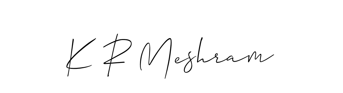 Allison_Script is a professional signature style that is perfect for those who want to add a touch of class to their signature. It is also a great choice for those who want to make their signature more unique. Get K R Meshram name to fancy signature for free. K R Meshram signature style 2 images and pictures png