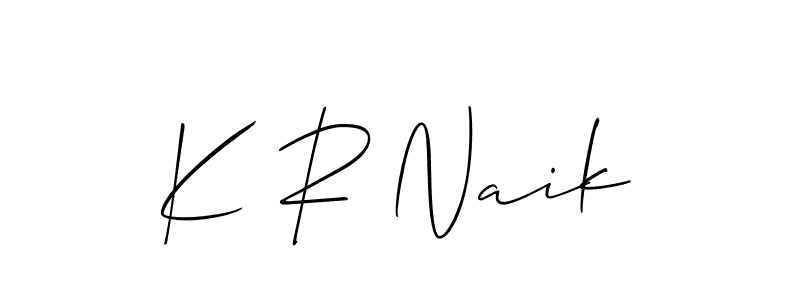 Use a signature maker to create a handwritten signature online. With this signature software, you can design (Allison_Script) your own signature for name K R Naik. K R Naik signature style 2 images and pictures png