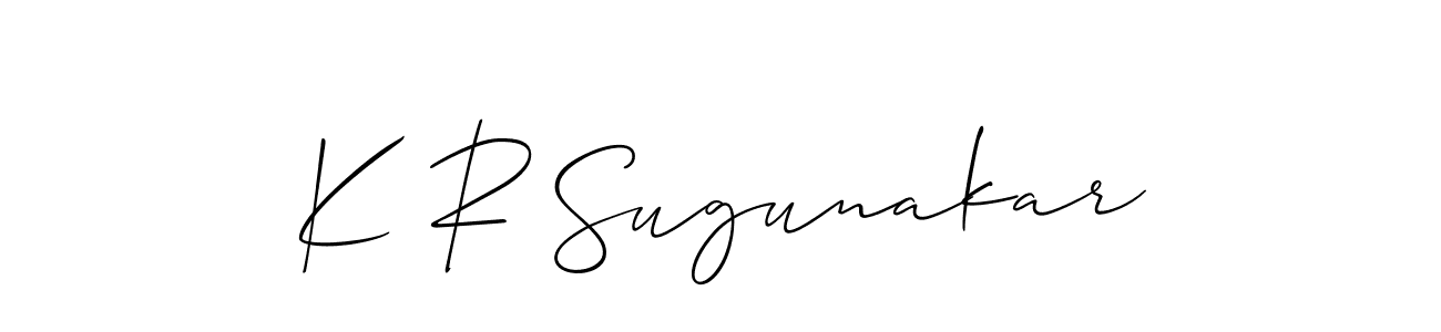 It looks lik you need a new signature style for name K R Sugunakar. Design unique handwritten (Allison_Script) signature with our free signature maker in just a few clicks. K R Sugunakar signature style 2 images and pictures png