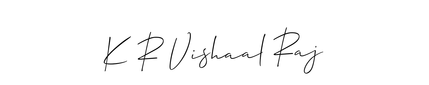 Design your own signature with our free online signature maker. With this signature software, you can create a handwritten (Allison_Script) signature for name K R Vishaal Raj. K R Vishaal Raj signature style 2 images and pictures png