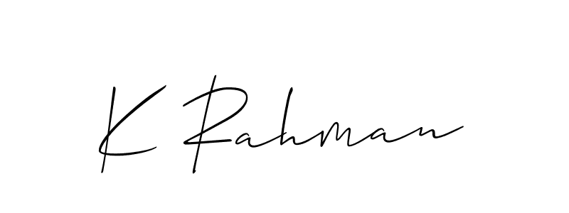 How to make K Rahman signature? Allison_Script is a professional autograph style. Create handwritten signature for K Rahman name. K Rahman signature style 2 images and pictures png
