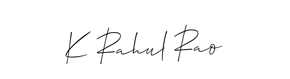 Use a signature maker to create a handwritten signature online. With this signature software, you can design (Allison_Script) your own signature for name K Rahul Rao. K Rahul Rao signature style 2 images and pictures png