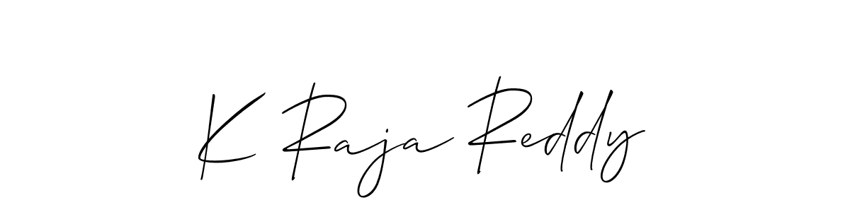 The best way (Allison_Script) to make a short signature is to pick only two or three words in your name. The name K Raja Reddy include a total of six letters. For converting this name. K Raja Reddy signature style 2 images and pictures png
