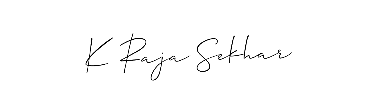 How to make K Raja Sekhar name signature. Use Allison_Script style for creating short signs online. This is the latest handwritten sign. K Raja Sekhar signature style 2 images and pictures png