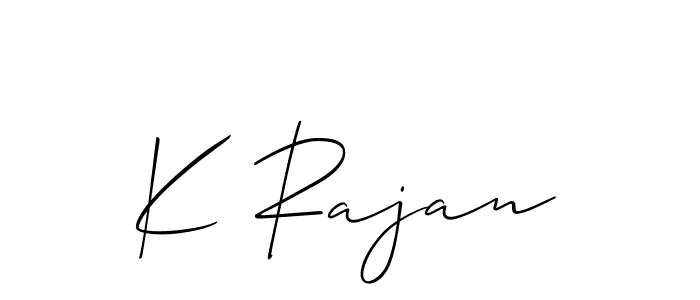 Allison_Script is a professional signature style that is perfect for those who want to add a touch of class to their signature. It is also a great choice for those who want to make their signature more unique. Get K Rajan name to fancy signature for free. K Rajan signature style 2 images and pictures png