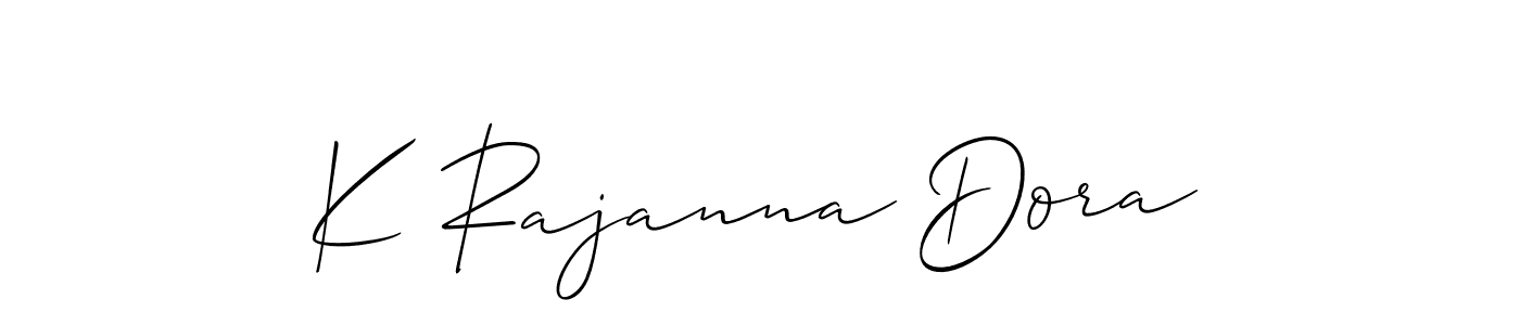 This is the best signature style for the K Rajanna Dora name. Also you like these signature font (Allison_Script). Mix name signature. K Rajanna Dora signature style 2 images and pictures png