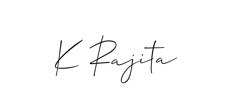 Use a signature maker to create a handwritten signature online. With this signature software, you can design (Allison_Script) your own signature for name K Rajita. K Rajita signature style 2 images and pictures png