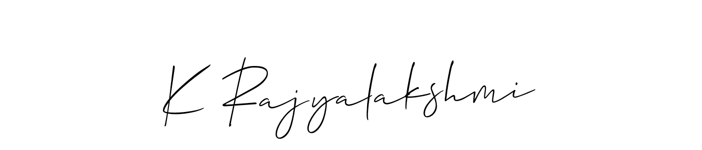 Design your own signature with our free online signature maker. With this signature software, you can create a handwritten (Allison_Script) signature for name K Rajyalakshmi. K Rajyalakshmi signature style 2 images and pictures png