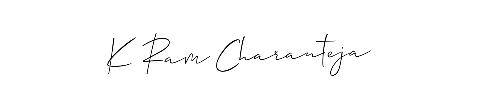 Make a short K Ram Charanteja signature style. Manage your documents anywhere anytime using Allison_Script. Create and add eSignatures, submit forms, share and send files easily. K Ram Charanteja signature style 2 images and pictures png