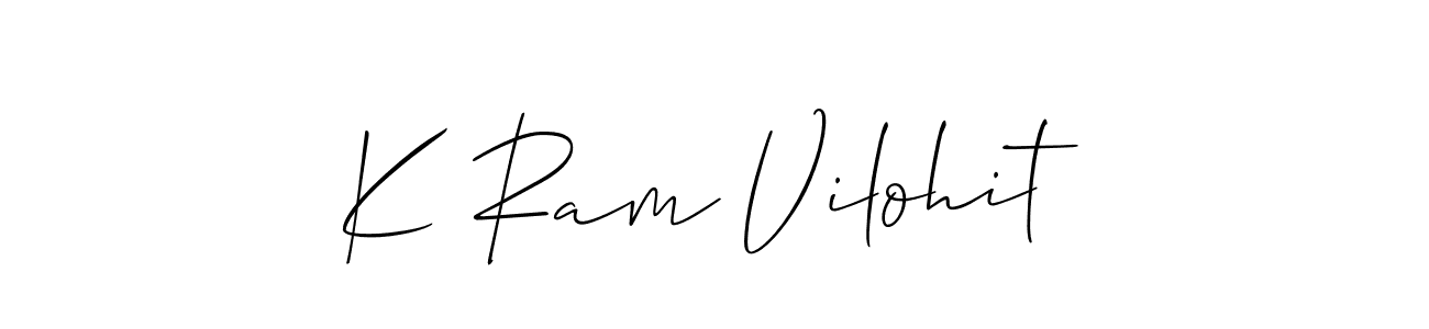 Similarly Allison_Script is the best handwritten signature design. Signature creator online .You can use it as an online autograph creator for name K Ram Vilohit. K Ram Vilohit signature style 2 images and pictures png