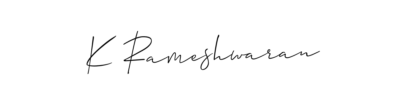 Create a beautiful signature design for name K Rameshwaran. With this signature (Allison_Script) fonts, you can make a handwritten signature for free. K Rameshwaran signature style 2 images and pictures png