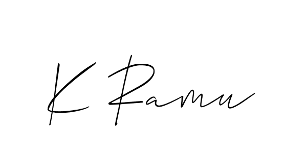 How to make K Ramu name signature. Use Allison_Script style for creating short signs online. This is the latest handwritten sign. K Ramu signature style 2 images and pictures png