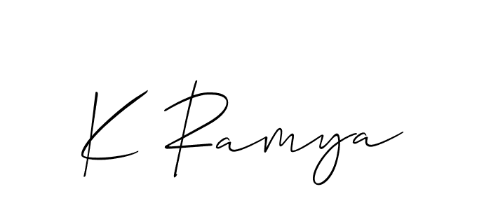 Use a signature maker to create a handwritten signature online. With this signature software, you can design (Allison_Script) your own signature for name K Ramya. K Ramya signature style 2 images and pictures png