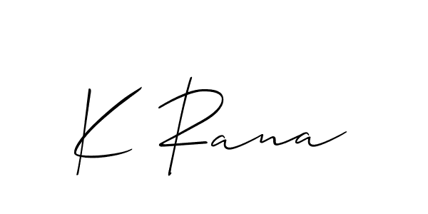 Also You can easily find your signature by using the search form. We will create K Rana name handwritten signature images for you free of cost using Allison_Script sign style. K Rana signature style 2 images and pictures png