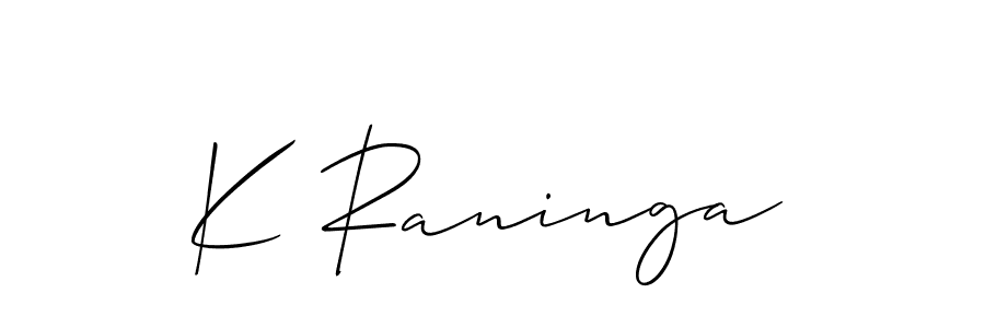 Also You can easily find your signature by using the search form. We will create K Raninga name handwritten signature images for you free of cost using Allison_Script sign style. K Raninga signature style 2 images and pictures png