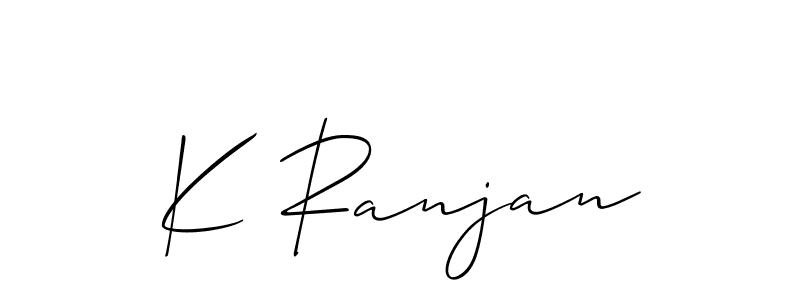 Use a signature maker to create a handwritten signature online. With this signature software, you can design (Allison_Script) your own signature for name K Ranjan. K Ranjan signature style 2 images and pictures png
