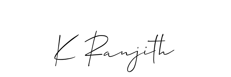 Create a beautiful signature design for name K Ranjith. With this signature (Allison_Script) fonts, you can make a handwritten signature for free. K Ranjith signature style 2 images and pictures png