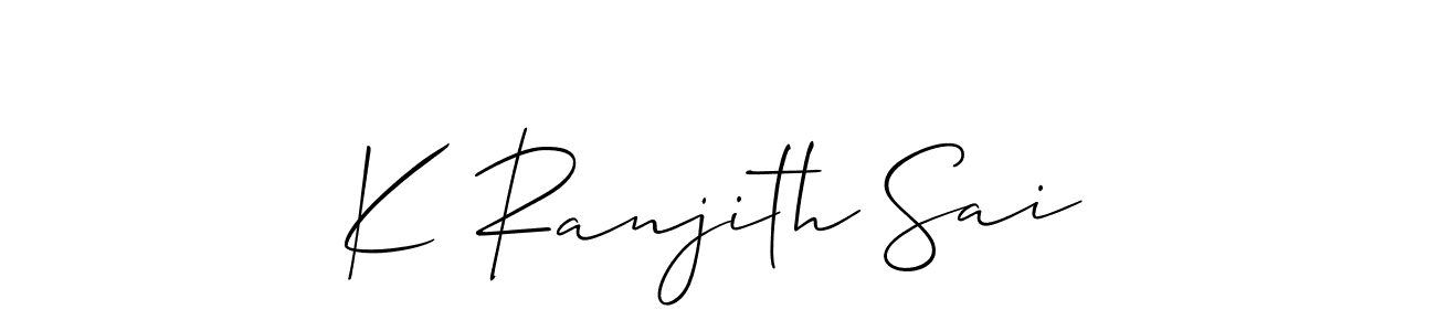 if you are searching for the best signature style for your name K Ranjith Sai. so please give up your signature search. here we have designed multiple signature styles  using Allison_Script. K Ranjith Sai signature style 2 images and pictures png