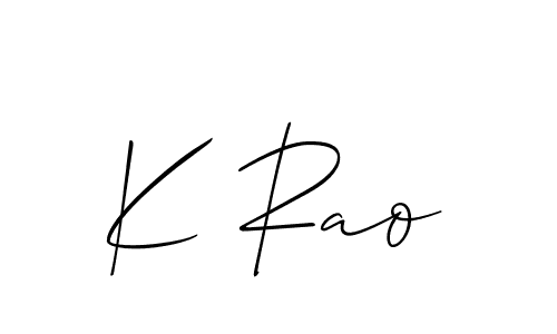 Allison_Script is a professional signature style that is perfect for those who want to add a touch of class to their signature. It is also a great choice for those who want to make their signature more unique. Get K Rao name to fancy signature for free. K Rao signature style 2 images and pictures png