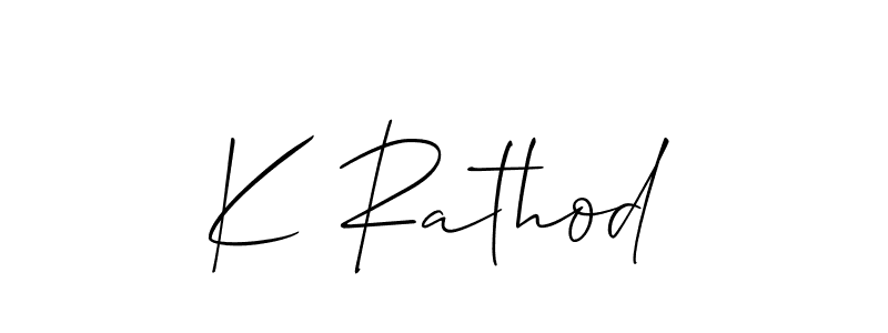 Make a short K Rathod signature style. Manage your documents anywhere anytime using Allison_Script. Create and add eSignatures, submit forms, share and send files easily. K Rathod signature style 2 images and pictures png