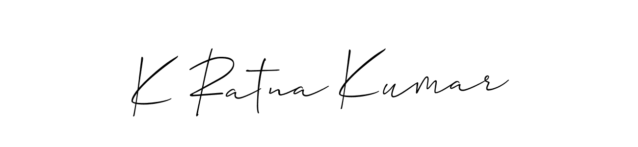 if you are searching for the best signature style for your name K Ratna Kumar. so please give up your signature search. here we have designed multiple signature styles  using Allison_Script. K Ratna Kumar signature style 2 images and pictures png