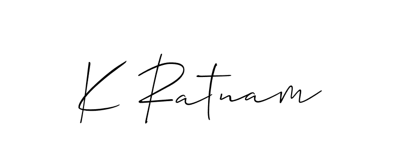 Make a beautiful signature design for name K Ratnam. With this signature (Allison_Script) style, you can create a handwritten signature for free. K Ratnam signature style 2 images and pictures png