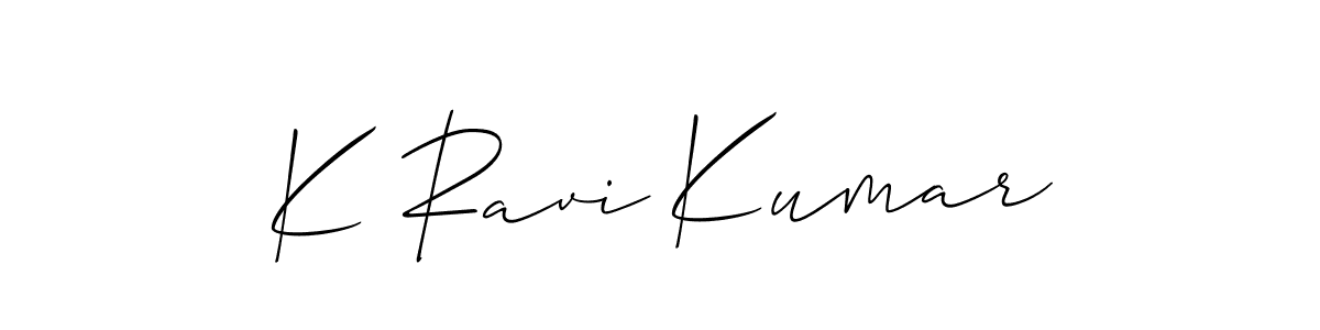 Allison_Script is a professional signature style that is perfect for those who want to add a touch of class to their signature. It is also a great choice for those who want to make their signature more unique. Get K Ravi Kumar name to fancy signature for free. K Ravi Kumar signature style 2 images and pictures png