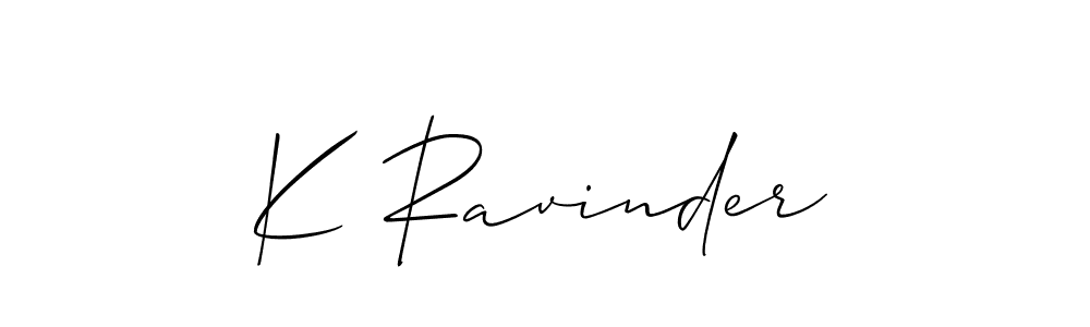 How to make K Ravinder name signature. Use Allison_Script style for creating short signs online. This is the latest handwritten sign. K Ravinder signature style 2 images and pictures png