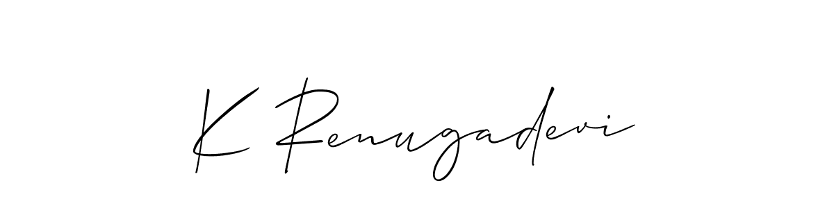 You should practise on your own different ways (Allison_Script) to write your name (K Renugadevi) in signature. don't let someone else do it for you. K Renugadevi signature style 2 images and pictures png