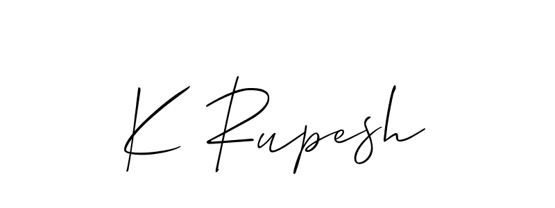 Create a beautiful signature design for name K Rupesh. With this signature (Allison_Script) fonts, you can make a handwritten signature for free. K Rupesh signature style 2 images and pictures png