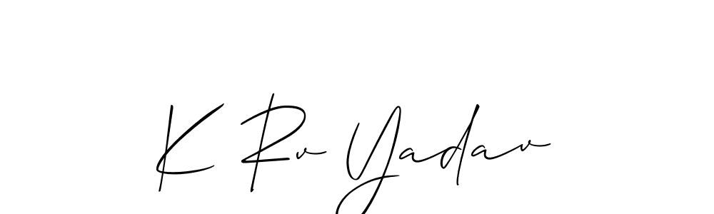 Create a beautiful signature design for name K Rv Yadav. With this signature (Allison_Script) fonts, you can make a handwritten signature for free. K Rv Yadav signature style 2 images and pictures png