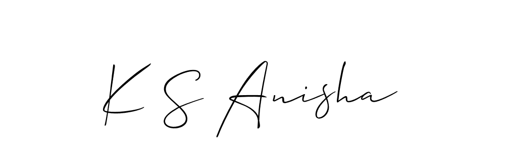 How to make K S Anisha name signature. Use Allison_Script style for creating short signs online. This is the latest handwritten sign. K S Anisha signature style 2 images and pictures png