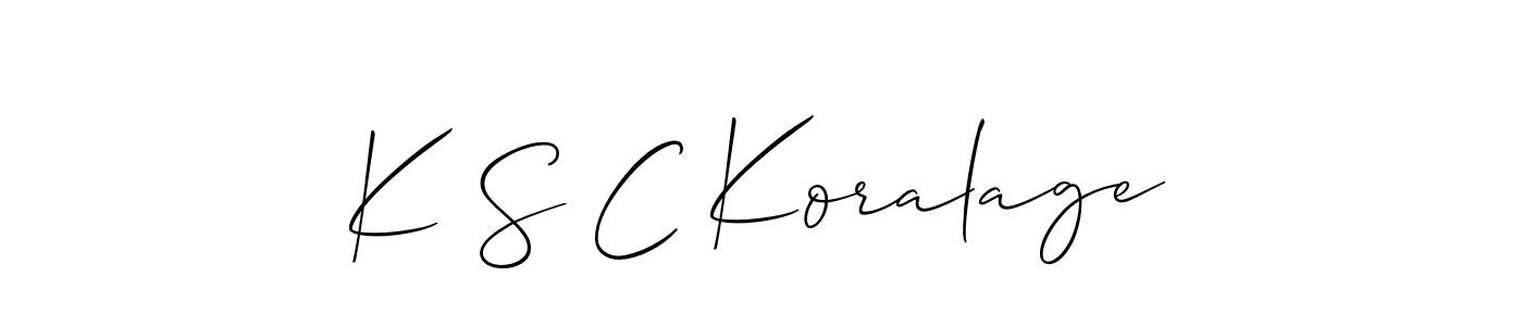 How to make K S C Koralage name signature. Use Allison_Script style for creating short signs online. This is the latest handwritten sign. K S C Koralage signature style 2 images and pictures png