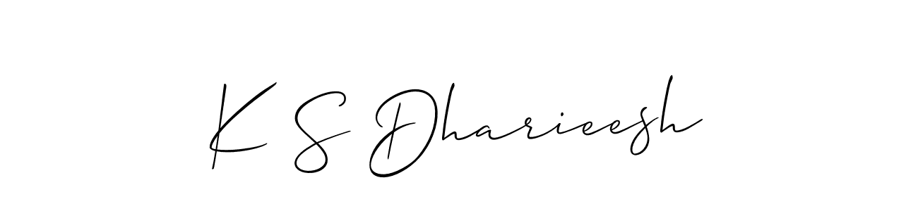 Similarly Allison_Script is the best handwritten signature design. Signature creator online .You can use it as an online autograph creator for name K S Dharieesh. K S Dharieesh signature style 2 images and pictures png