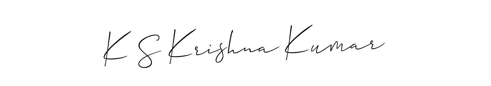 Make a short K S Krishna Kumar signature style. Manage your documents anywhere anytime using Allison_Script. Create and add eSignatures, submit forms, share and send files easily. K S Krishna Kumar signature style 2 images and pictures png