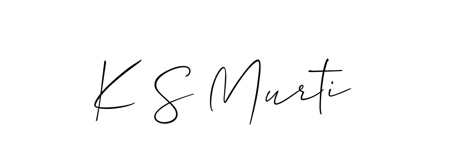 The best way (Allison_Script) to make a short signature is to pick only two or three words in your name. The name K S Murti include a total of six letters. For converting this name. K S Murti signature style 2 images and pictures png